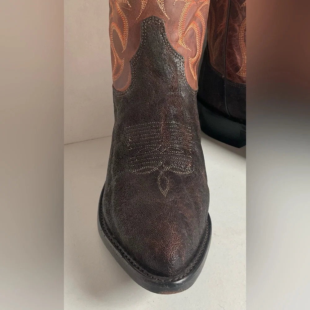 Tony Lama Men’s Vintage Chocolate Cowboy Boots 8.5 D USA Made Exotic - Picture 8 of 16